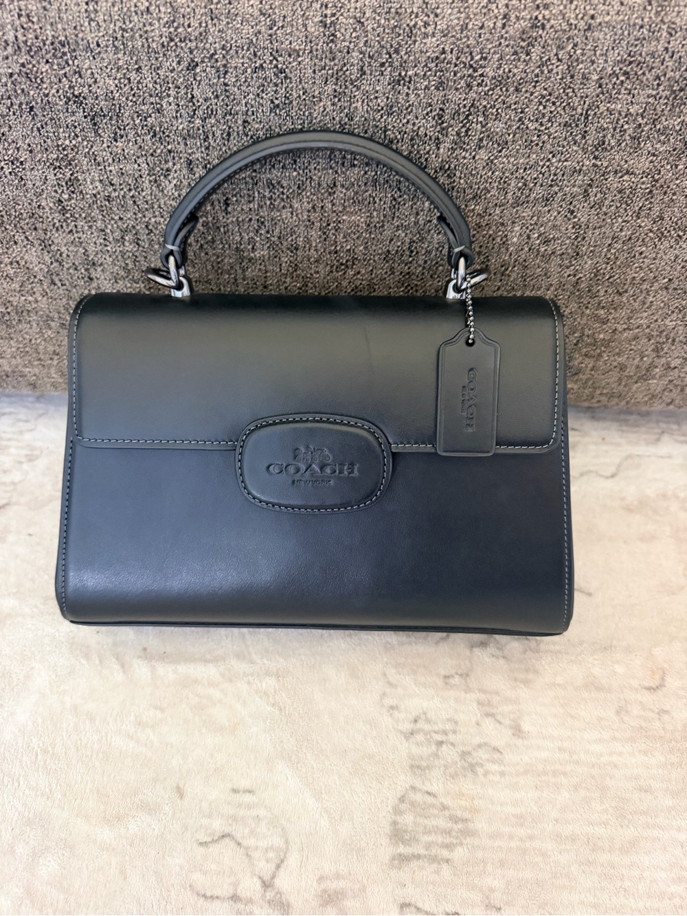 Coach New York Black Leather Top Handle Crossbody Satchel Bag